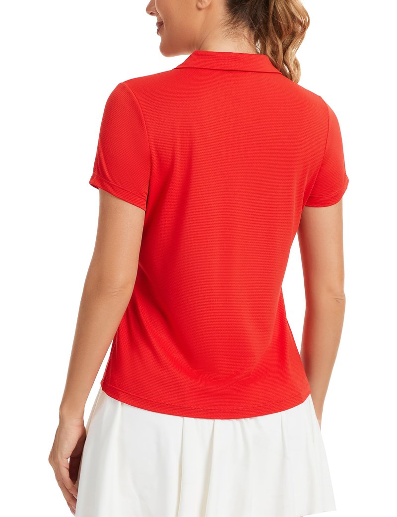 MathCat Womens Golf Shirt Short Sleeve Tennis Polo Shirts UPF50+ Sun Protection V Neck Collared Quick Dry Workout Tops