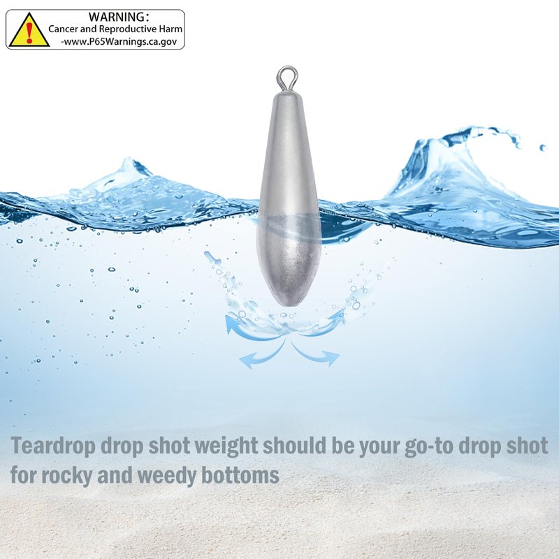 Drop Shot Fishing Weights Sinkers Teardrop Weights Bass Fishing Sinkers for Freshwater Saltwater Fishing Gear 1oz to 8oz
