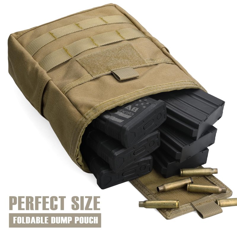 WYNEX Molle Dump Pouch - Tactical Foldable Magazine Utility Roll Up Waist Bag With Drawstring for Belt Pack Accessories