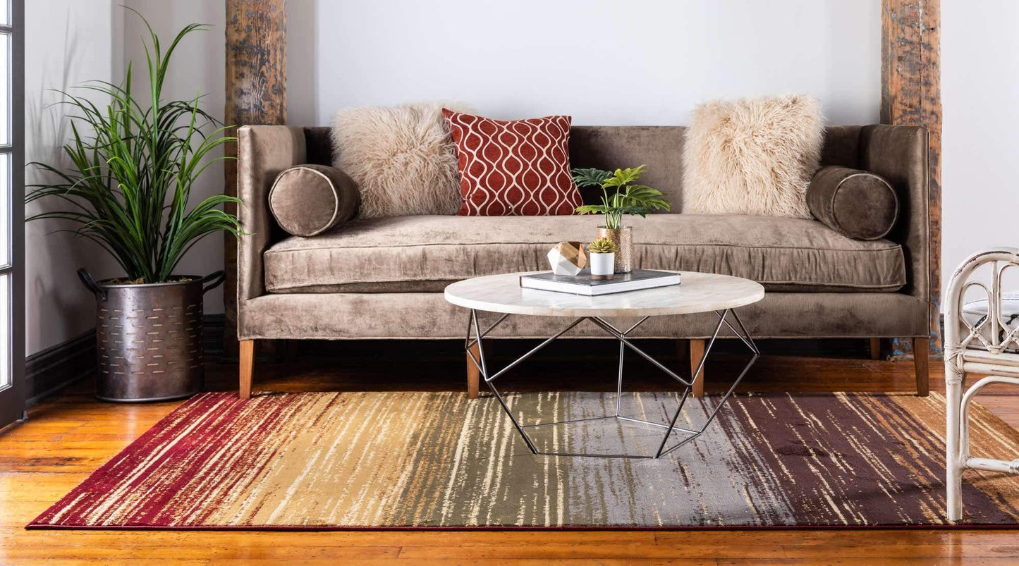 Unique Loom Barista Collection Area Rug - Mundo Nova (4' 1" x 6' 1" Rectangle, Beige/ Blue)