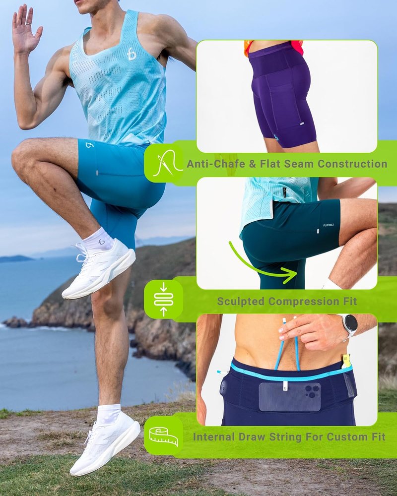 Men's Running Compression Shorts with Pockets | Secure Phone, Keys & Water Bottles - USA Made