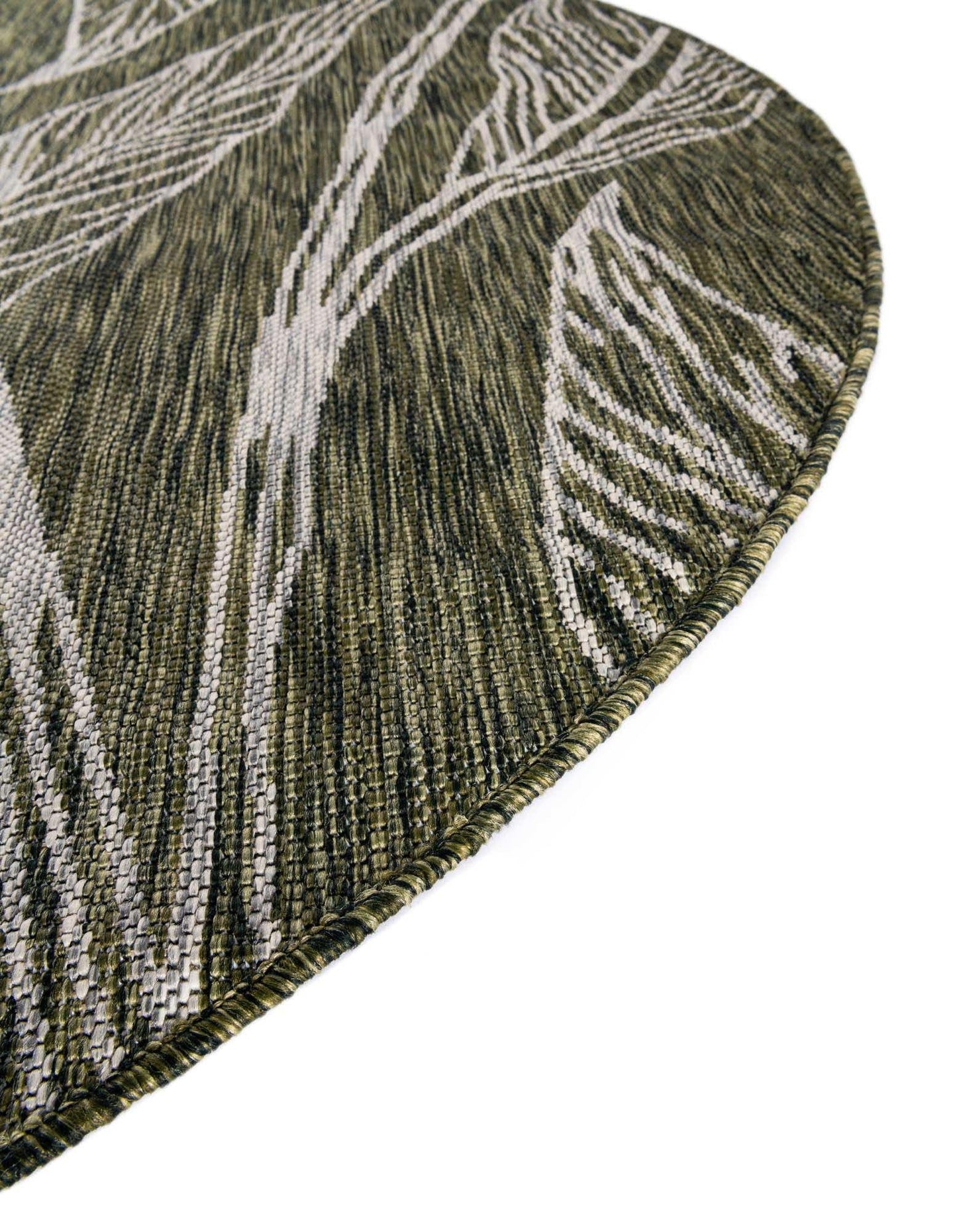 Unique Loom Outdoor Botanical Collection Area Rug - Leaf (5' 3" Round Green/Ivory)
