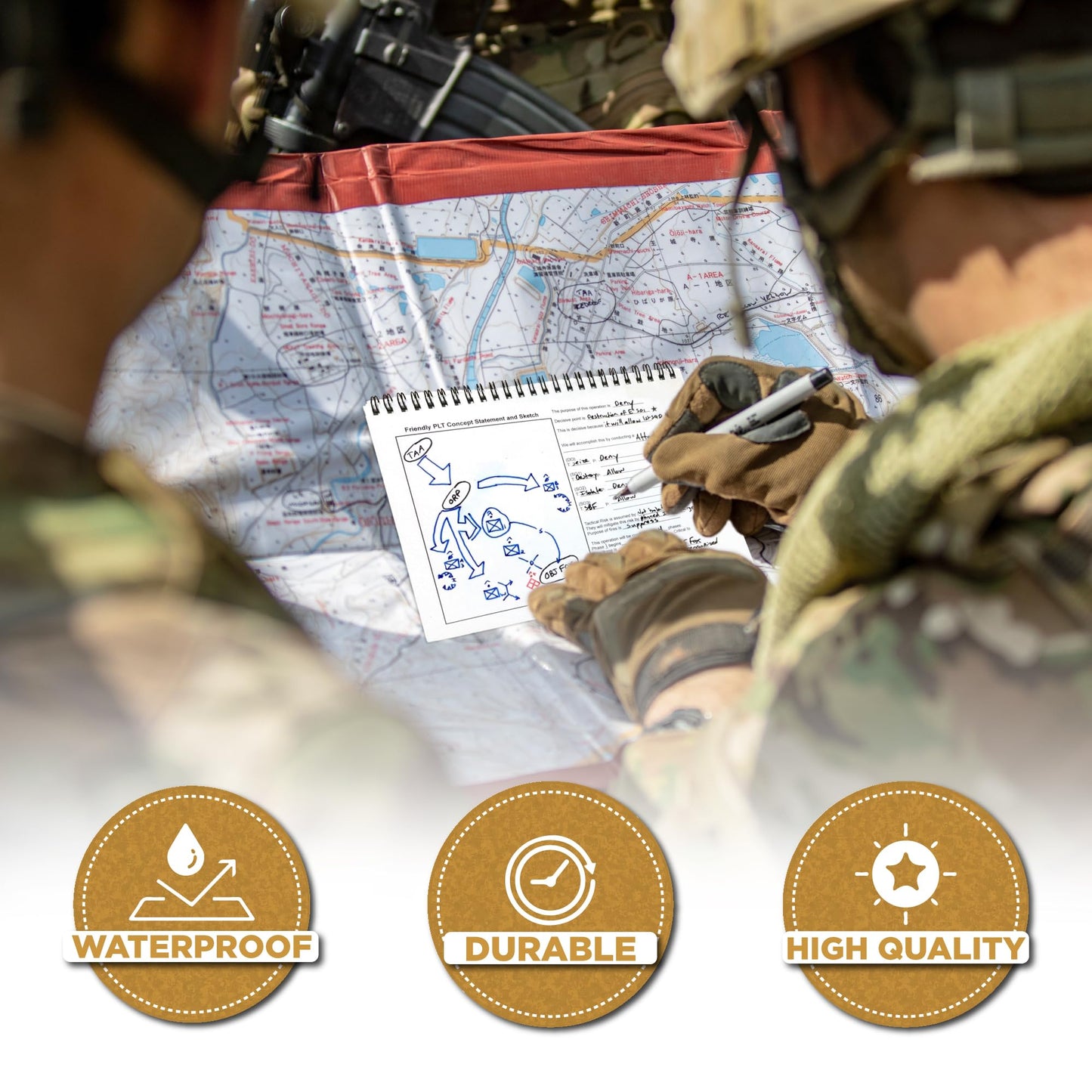 Laminated OPORD Cards by ARMY FLASHCARDS Waterproof Operations Order Shell Battle Book, Military Flashcards for ROTC and Platoon Leaders, USA Veteran Made, Cargo Pocket Size, ArmyGifts Basic Training