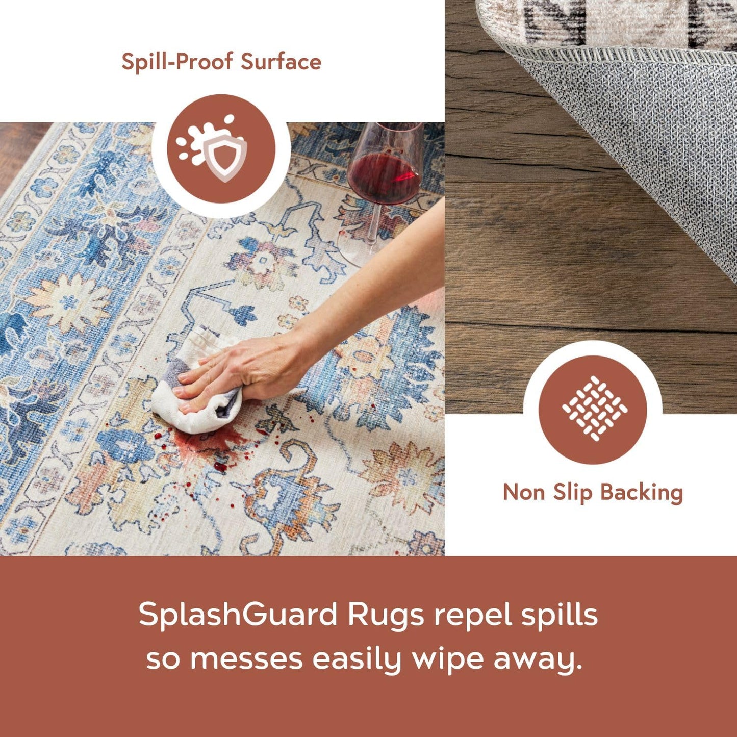 Nuloom Splashguard Eira Taupe/Ivory, 6' x 9', Vintage, Soft and Cozy, High Traffic, Stain Resistant, Easy Clean, Durable, Machine Washable Area Rug for Bedroom, Living Room, Dining, Den, Foyer