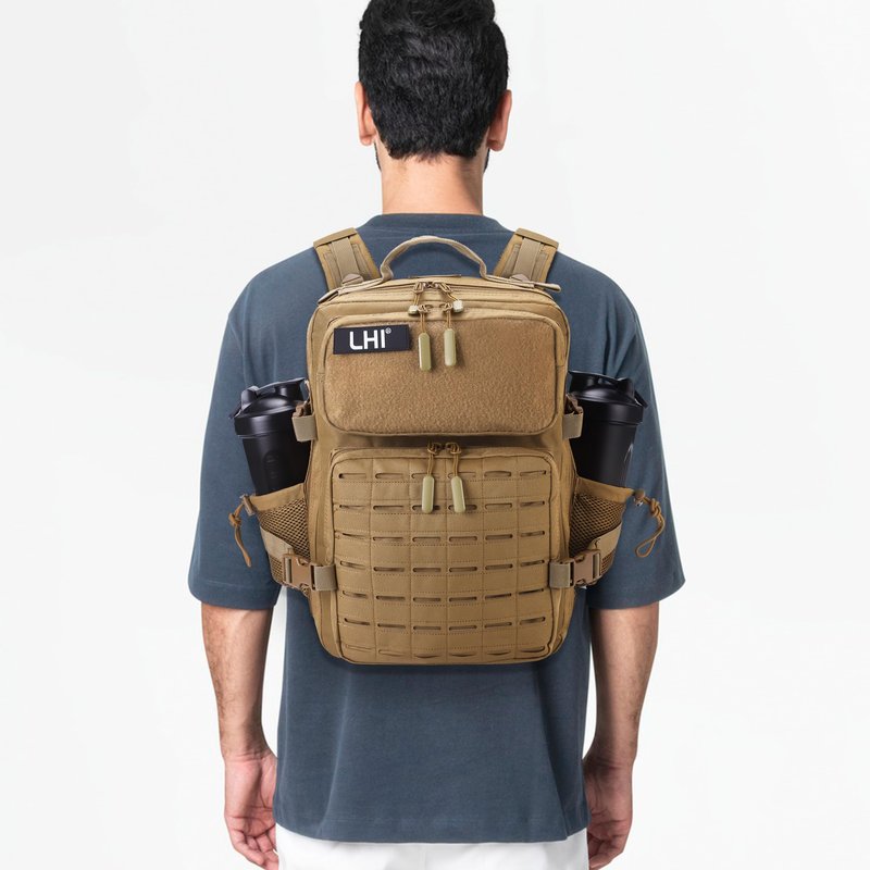 LHI Tactical Military Backpack for Men 25L Small Molle Army Assault Pack 3 Day Hiking Rucksack With Bottle Holder