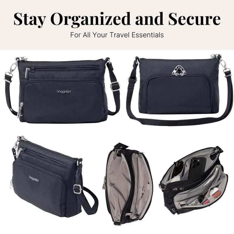 Securtex Anti-Theft Keepsake Crossbody - 9.8”x7”x1.9" Travel Safe Bag w/Locking Zippers, Slash-Resistant, RFID