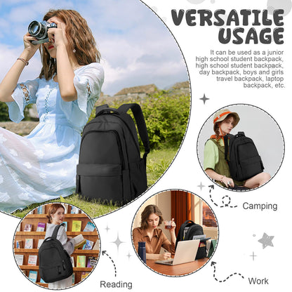 HYC00 Laptop Backpack for Women School Backpack Lightweight School Bags for Teen Girls Travel Work Rucksack Bag for Women College Bookbag 15.6 Inch Laptop Rucksack Casual Daypack Work Bag,Black