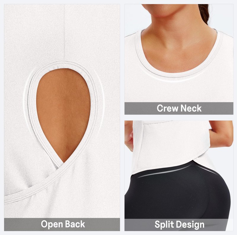Alaroo Womens Workout Tank TopsSleeveless Short Shirts for Sport Athletic Yoga Running Gym Loose Crop White M