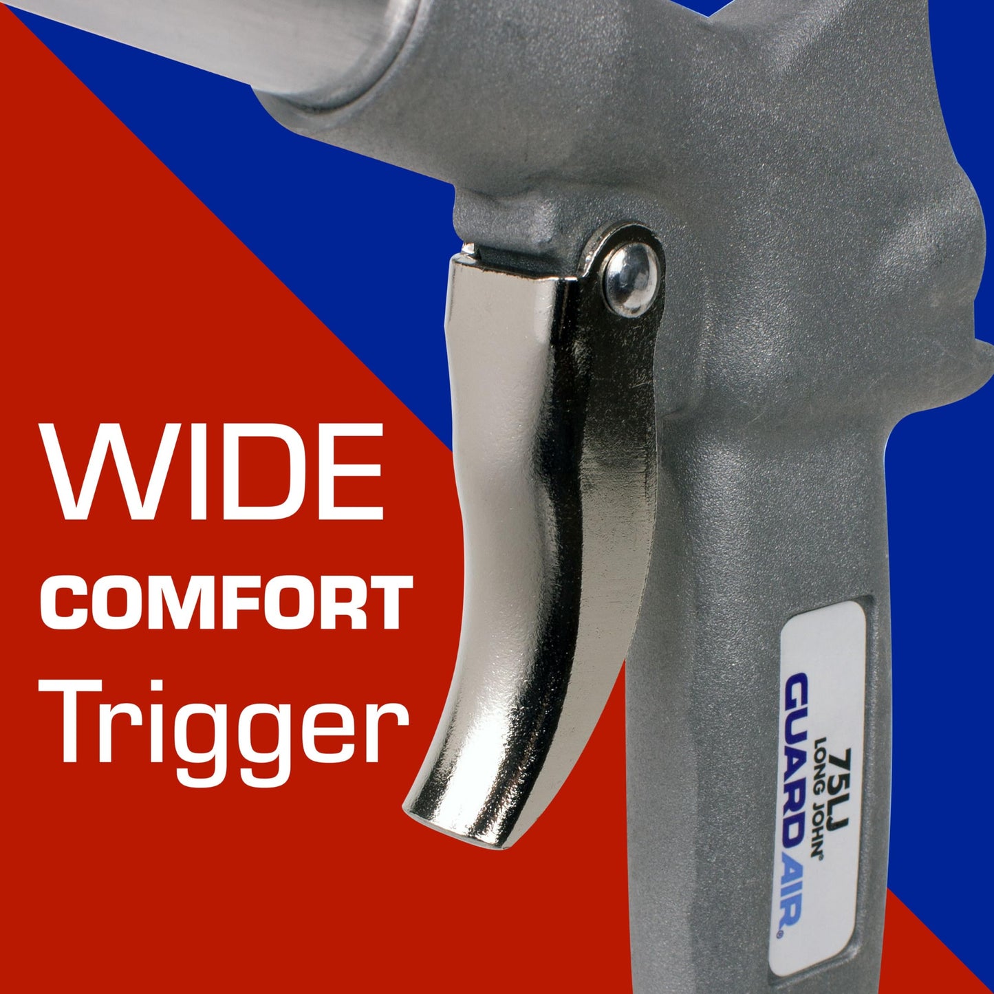 Guardair Long John Safety Air Gun - 12 inch Aluminum Extension, Pistol Style Grip, OSHA Compliant Venturi Nozzle, 1/4 Inch FNPT Inlet (75LJ012AA)