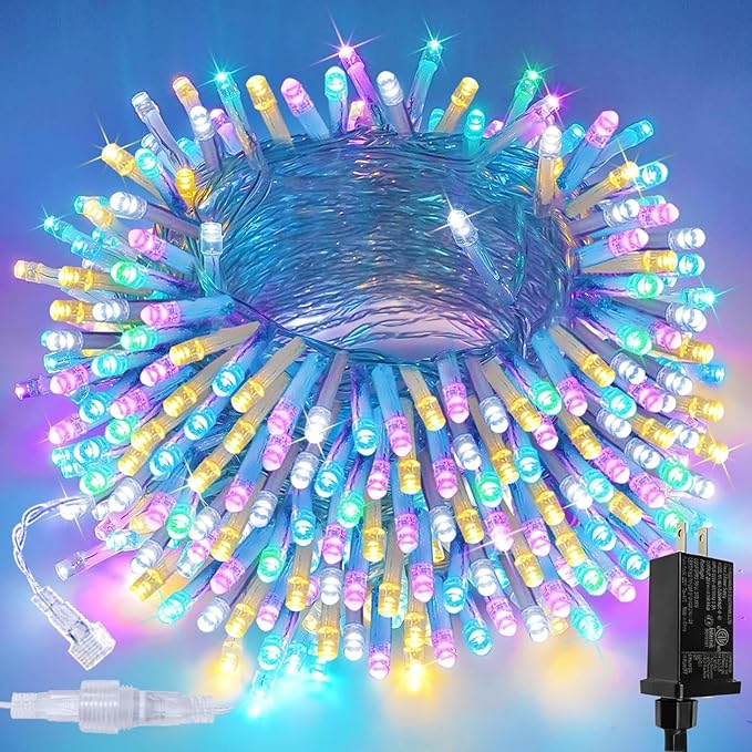 Connectable 200 LED 66FT Christmas String Lights Outdoor Indoor, 66FT Easter Pastel Lights Multicolor Decorations Lights, Waterproof 8 Modes Plug in Twinkle Fairy Lights for Christmas Bedroom Decor