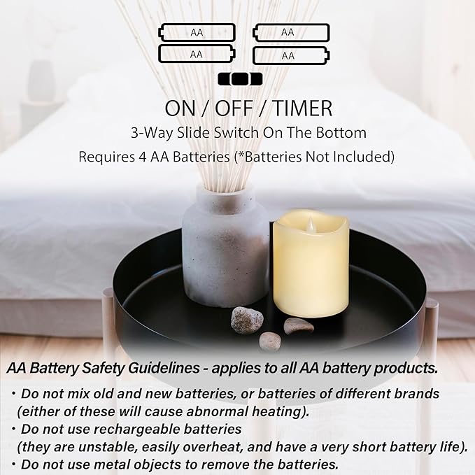 Flameless Candles Last 1300+ Hours Real Wax Flame Effect Auto-Moving 3D Wick, LED Pillar Candles with Timers Battery Operated - Ivory 5"