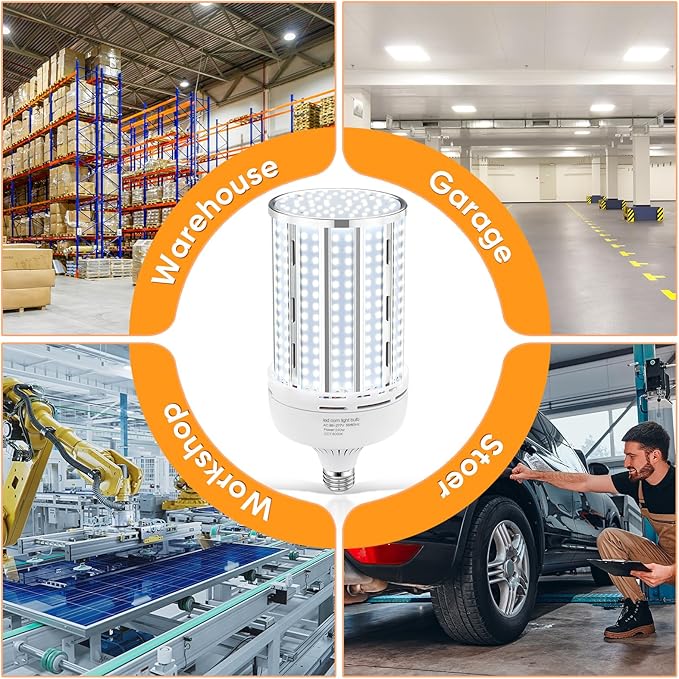 2 Pack 240W Corn LED Light Bulb Fanless,5000K Daylight(2400 Watt Equivalent) E26/E39 Large Mogul Base LED Cob Lamp 34,800LM for Outdoor Indoor Garage Warehouse Factory Workshop Street Backyard