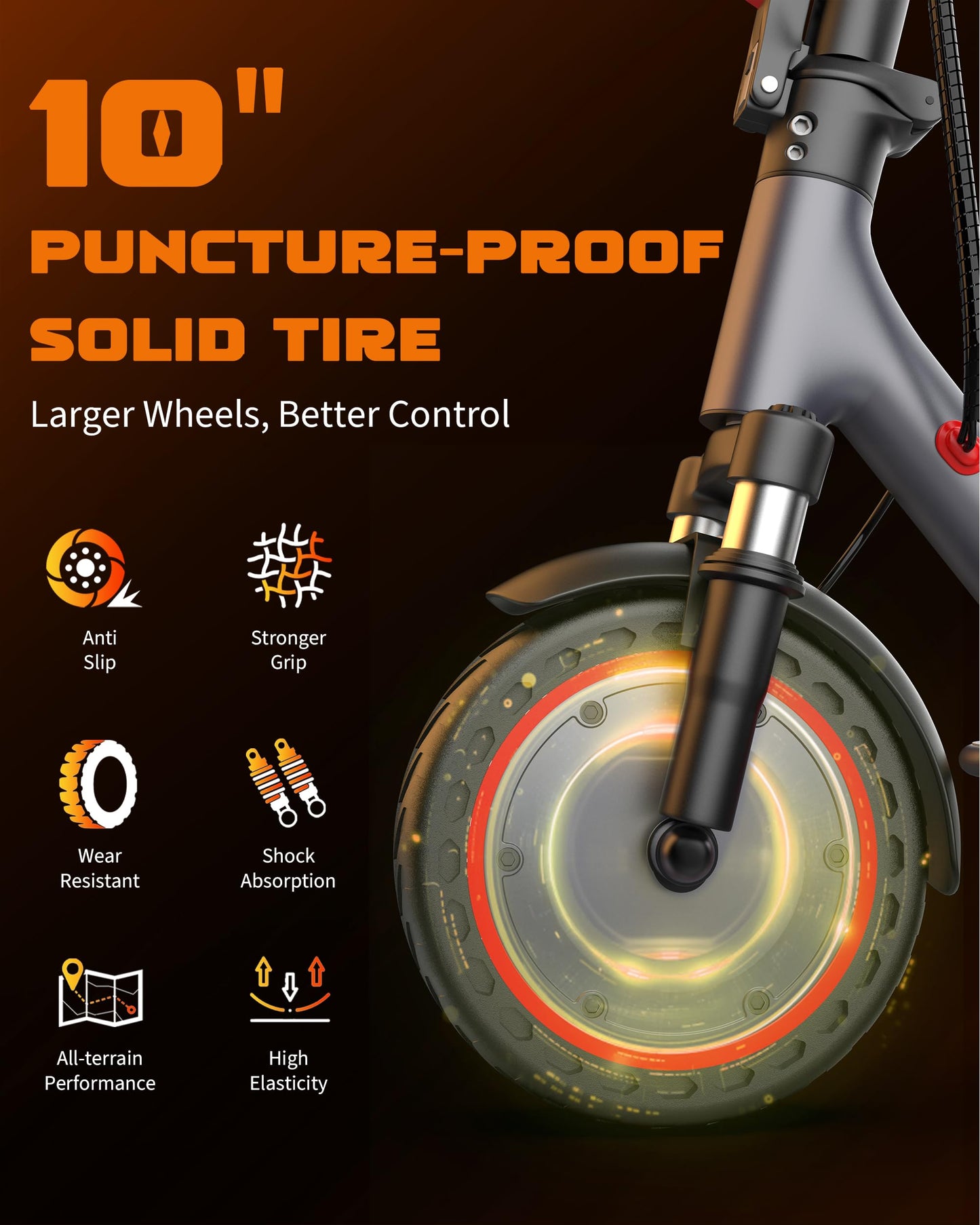 Electric Scooter for Adults, 500W Motor with Dual Suspensions, 22 MPH Top Speed & 22 Miles Long Range, 10" Solid Tire, Folding E-Scooter with Dual Braking, APP Control, Cruise Control