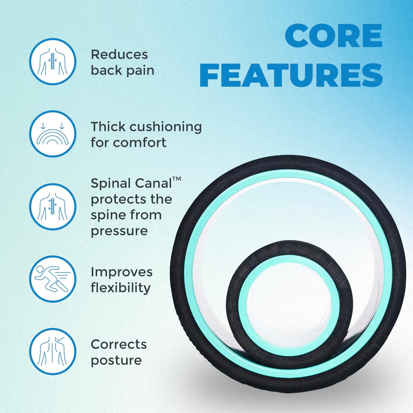 Chirp Wheel Foam Roller - Targeted Back & Neck Pain Relief, Muscle Massage, Trigger Point Therapy, High-Density Foam Tool for Physical Therapy, Stretching & Exercise, 500lbs Capacity, 2-Pack Mint