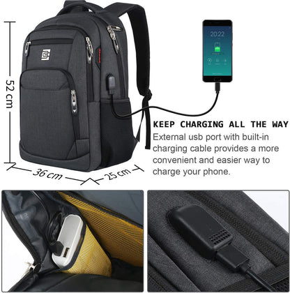 marcello Laptop Backpack with USB Charging&Headphone Port,Anti-Theft Business Backpack with Padded Shoulder Strap, Computer Rucksack for School/Work/Travel