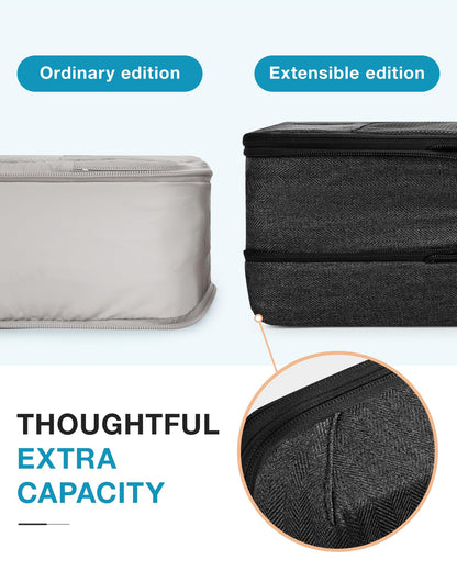 BAGSMART Compression Packing Cubes for Travel, 4 Set Packing Cubes for Carry on Suitcases, Compression Travel Cubes & Suitcase Organizer for Packing with Shoe Bag Black