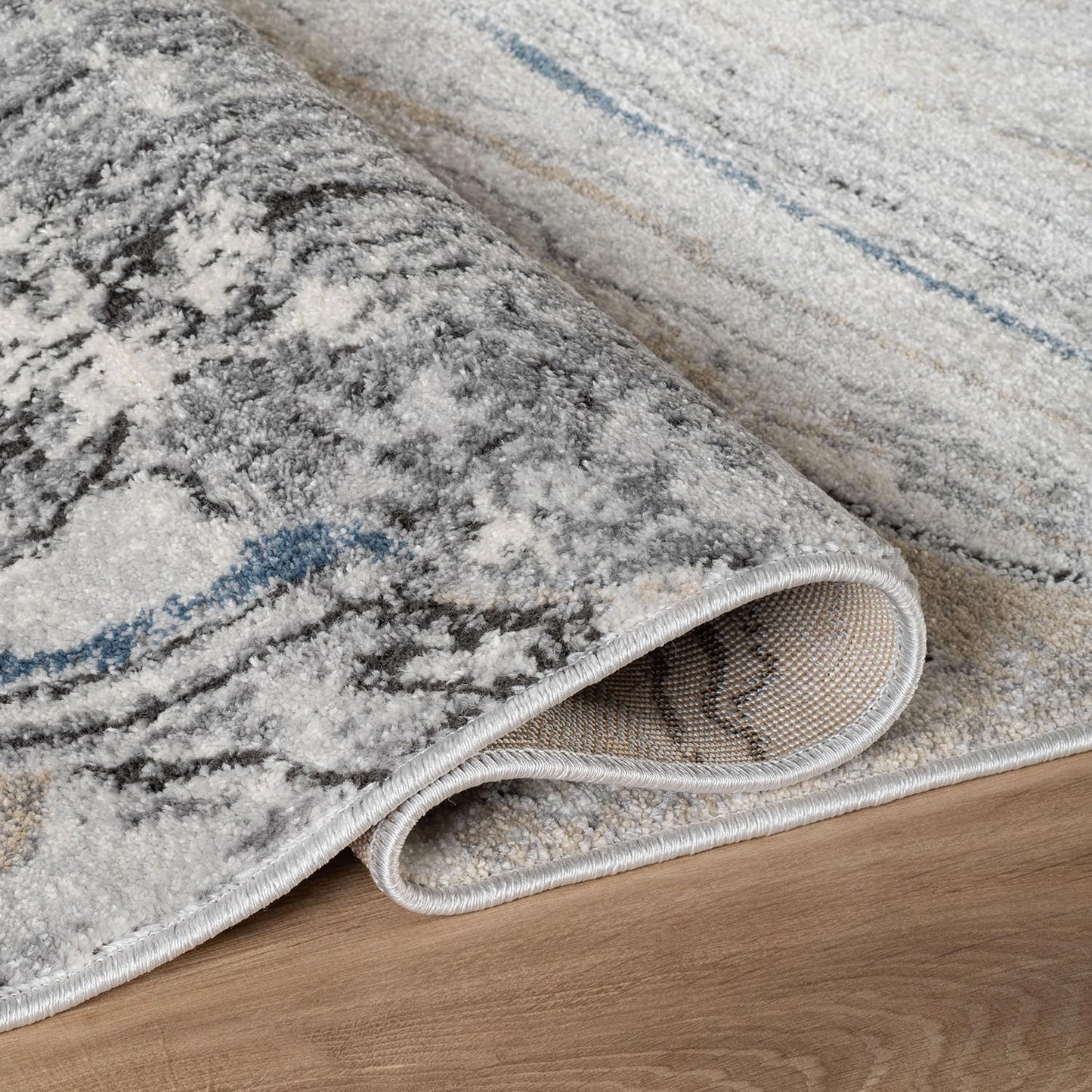 Rugshop Marble Swirl Distressed Gray Area Rug 2' 3" x 12' Runner Ideal for Hallway, Kitchen, Entryway, or Behind the Sofa