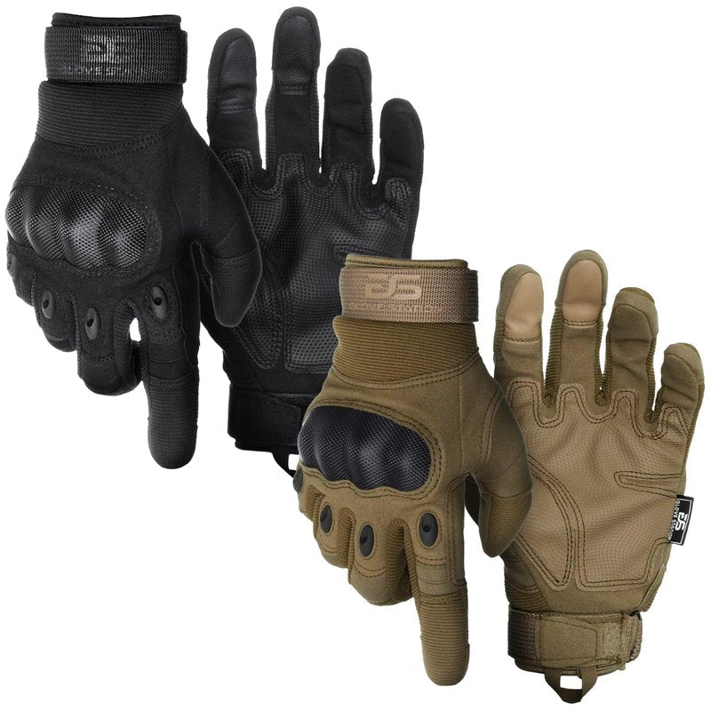 Glove Station Knuckle Protective Gloves for Men - Touchscreen Motorcycle Riding Gloves for Airsoft, Hiking & Outdoor Work - Black & Tan, X-Large