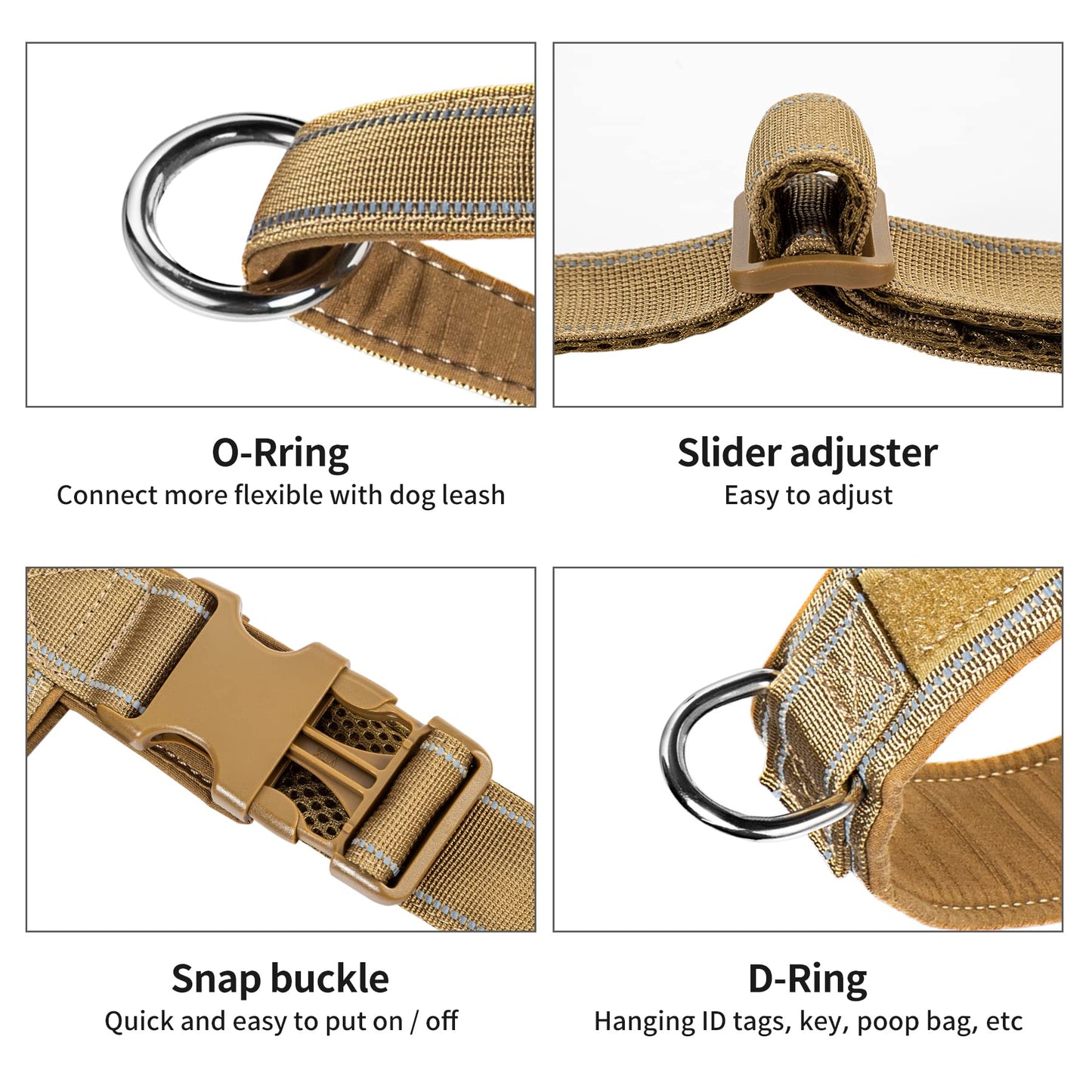 Annchwool No Pull Dog Harness with Soft Padded Handle,Reflective Strip Escape Proof and Quick Fit to Adjust Dog Harness,Easy for Training Walking for Small & Medium and Large Dogs(Brown,XL)