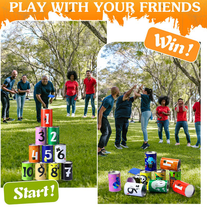14 Pcs Halloween Party Games for Kids Adults Halloween Carnival Bean Bag Toss Games Metal Cans with 3 Bean Bags in Gift Box Boo Basket Stuffers Gifts for Holiday Trick or Treat Party Supplies