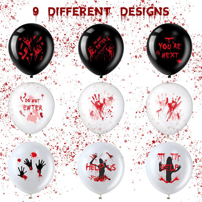 Aoriher 45 Pcs Scary Halloween Balloons 12 Inches Bloody Latex Balloons Eye Blood Splatter Decorations Horror Zombie Decor for Birthday Vampire Haunted House Party Supplies(Scared Style)