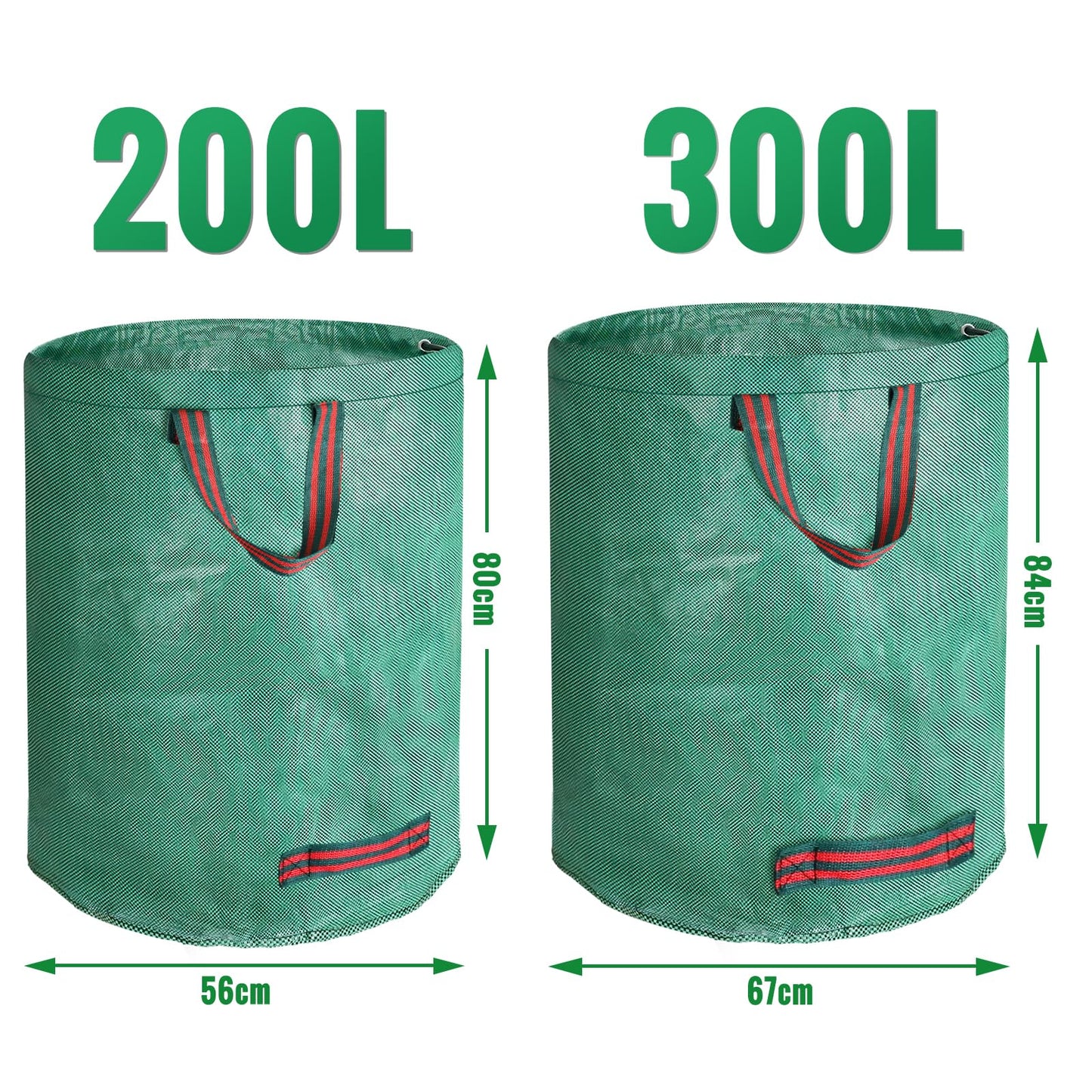 JARDILIFE Garden Waste Bags Heavy Duty 200 300 Litre 2 Pack, Reusable Garden Sacks with 1 Pair of Gardening Work Gloves, Tools Bags for Garden Waste Plant Waste Grass Leaves (200L*300L)