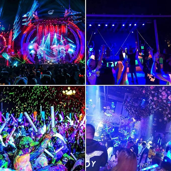 3 Pack 100W LED Black Light, Blacklight Flood Light with Plug and Switch, IP66 Waterproof Neon Glow for Party, Halloween, Fluorescent Poster, Body Paint, Aquarium