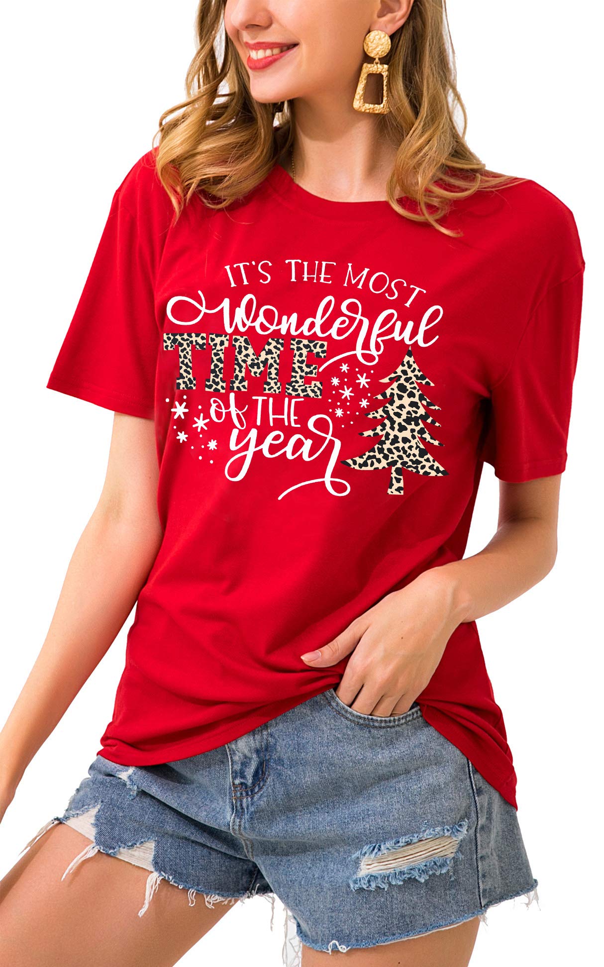 Merry Christmas Shirts for Women Xmas Buffalo Plaid Tree Shirt Top Short Sleeve Casual Graphic Print T Shirt