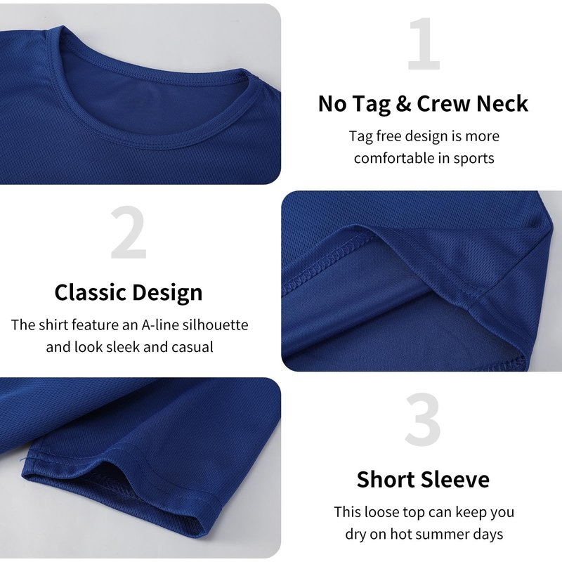 5 Pack Mens Active T-Shirts Crew Neck Athletic Short Sleeve Tops Moisture Wicking Running Tee Tops