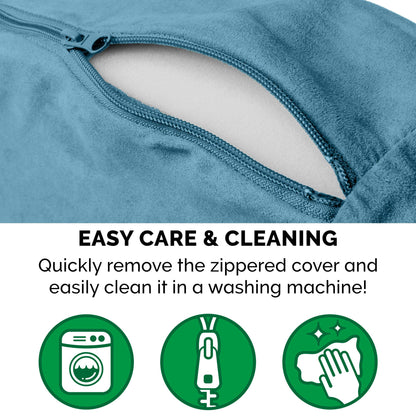 FurHaven Pet Dog Bed | Cooling Gel Memory Foam Orthopedic Round Faux Sheepskin Snuggery Pet Bed for Dogs & Cats, Blue, 26-Inch