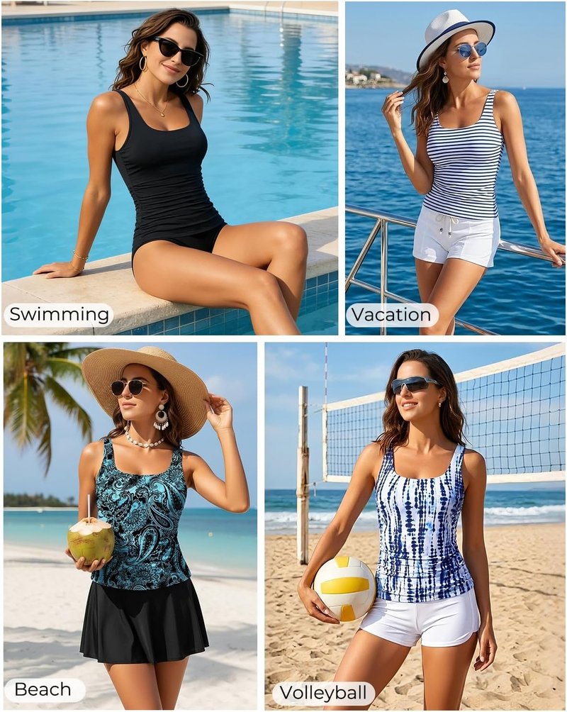 Aqua Eve Tankini Tops for Women - Tummy Control Swimwear | Plus Size Options Available