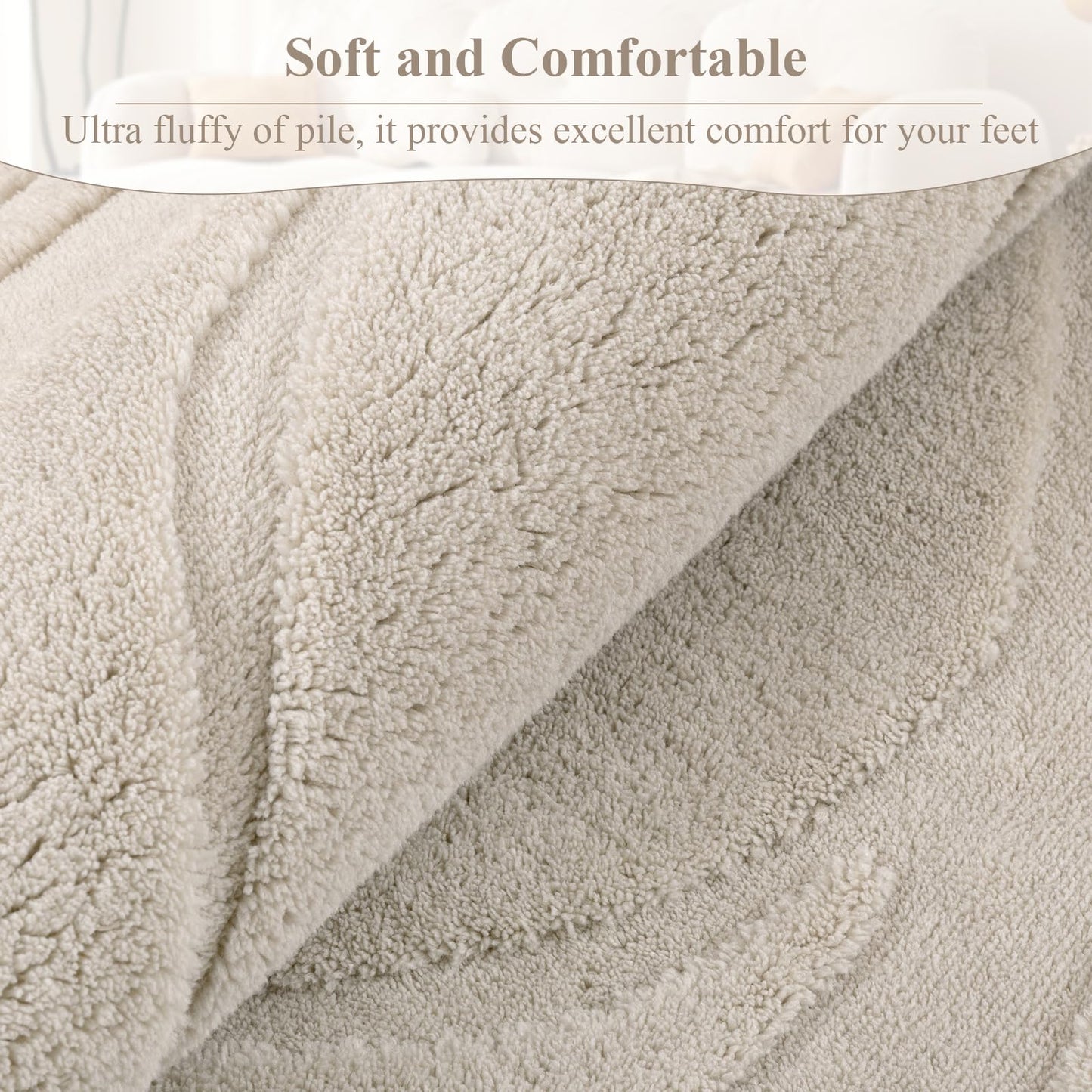 SHACOS Soft Area Rug for Living Room 8x10, Washable Non Slip Bedroom Rug Beige, Fluffy Large Rugs Carpet for Floor Living Room Kids Nursery Room, Home Decor Aesthetic - Leaf Pattern Design