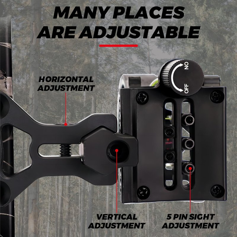 ZSHJGJR 5pin Bow Sight Black, Reversible Mount Design with Sight Light for Compound Bow Archery Hunting