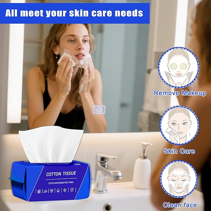 100 Count Disposable face towel, Ultra Thick face towels, Face towels disposable