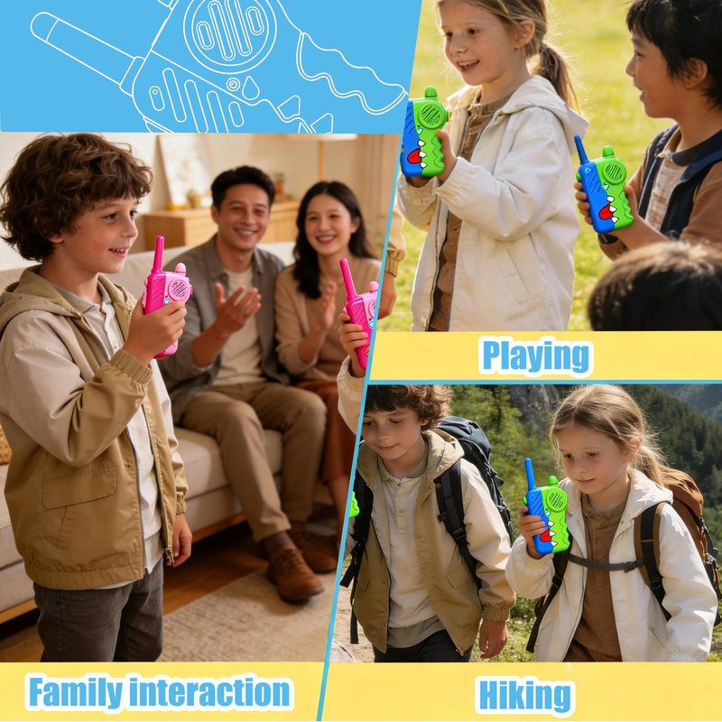 Gaswei W1 Walkie Talkies for Kids, Toys for 3-12 Years Old Girls Boys,Single Channel Kids Walkie Talkies with Flashlight Lanyard - 1000ft Long Range for Outdoor/Camping/Hiking (2-Pack)