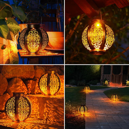 OxyLED 2 Pack Solar Lanterns for The Garden, Solar Garden Lamps Hanging Lantern IP44 Waterproof LED Solar Decorative Landscape Lighting for Patio Backyard Pathway Warmwhite