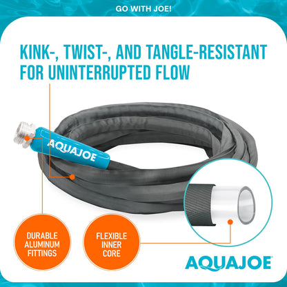 Aqua Joe AJFJH25-58-PRO FiberJacket Non-Expanding Kink-Free Garden, RV, Marine and Camper Hose, Ultra-Lightweight, Drinking Water Safe, ft, 25-Foot x 5/8-Inch