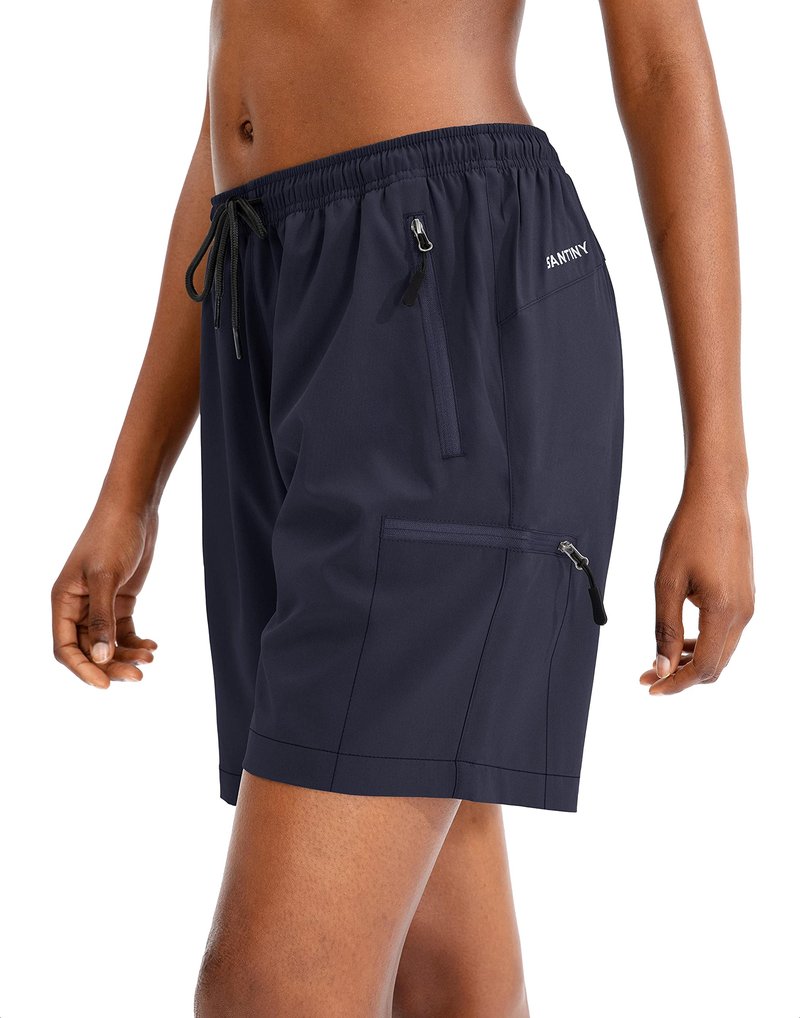 SANTINY Women's 5''/ 7''/9'' Hiking Cargo Shorts Quick Dry Lightweight Summer Shorts for Women Athletic Golf Zipper Pockets(Navy_3XL)