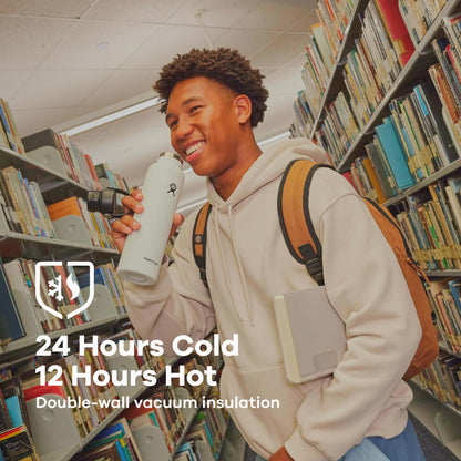 Hydro Flask Water Bottle - Insulated Stainless Steel - Non Spill, Leakproof in 24 Oz Black