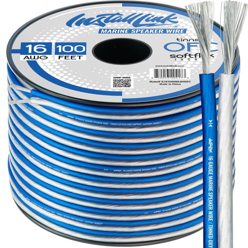 Install Link 16 AWG Gauge (Tinned OFC) Marine Speaker Wire Cable (100 Feet)
