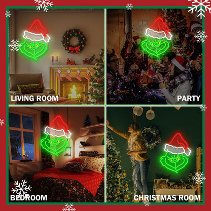 JanHune Christmas Neon Sign Cartoon Christmas Neon Light Sign immable LED Signs for Wall Light Up Signs for Home Party Neon Wall Light Decor Xmas Gift