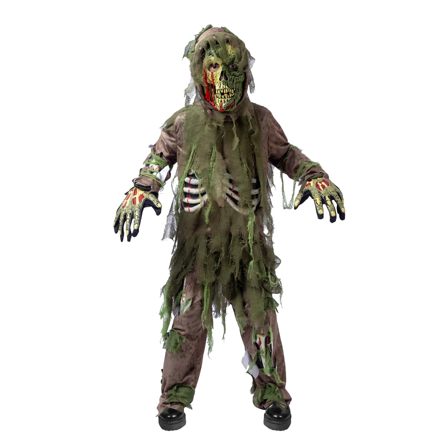 Spooktacular Creations Halloween Swamp Deluxe Skeleton Living Dead Zombie Costume for Halloween Kids Monster Role-Playing-M(8-10yr)