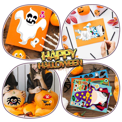 48 PCS Halloween Make-a-face Stickers Halloween Characters Stickers for Kids Make Your Own Mix and Match Sticker DIY Crafts Decorating Toy Sticker Trick or Treat Party Game Activities