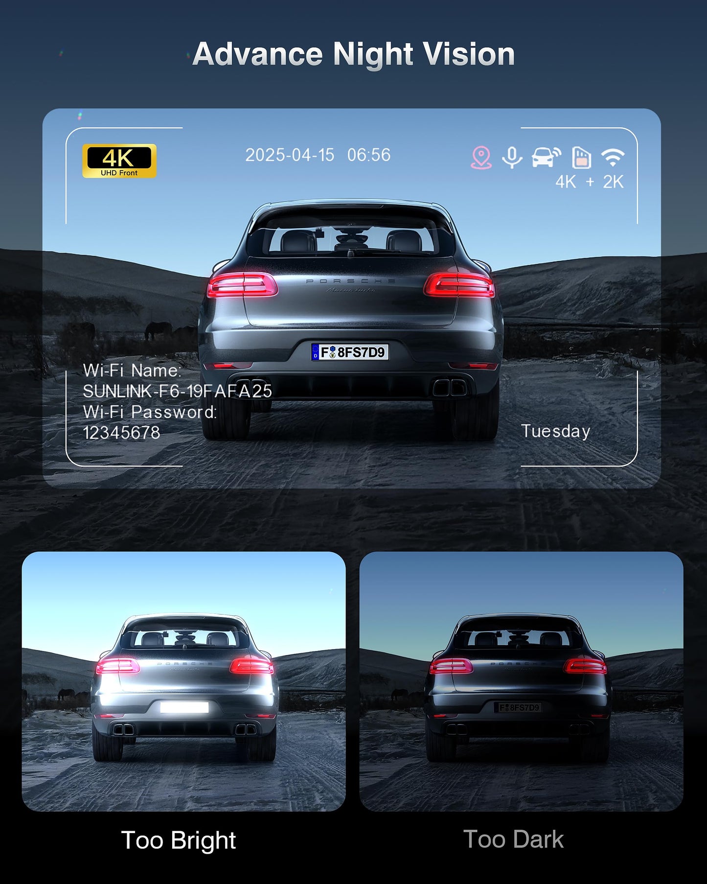 FAIMEE 4K Dash Cam Front and Rear with GPS, Upgraded 5.8G WiFi, Dual Dash Camera for Cars, Night Vision, WDR, 160°Wide Angle, 24H Parking Monitor, Emergency Lock, 3" IPS Screen (64GB Card Included)