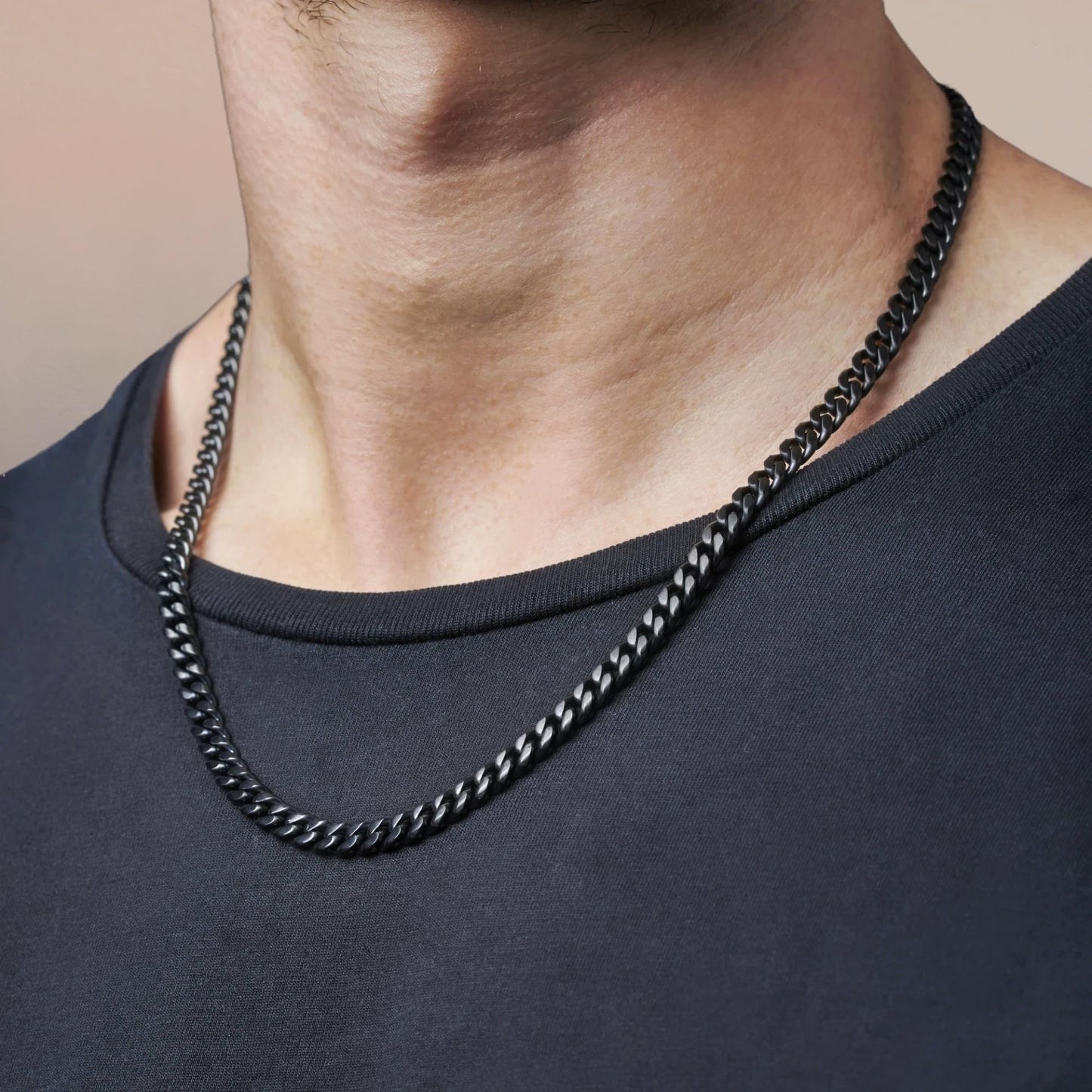 Love You This Much Promise 5mm Cuban Chain Necklace for Him, 22" Length + Luxury Box, Sentimental Anniversary for Him, Boyfriend Birthday, Couple Gifts for Husband or Boyfriend (Titan Black Finish)