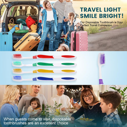 Navona 50 PCS Premium Individually Wrapped Bulk Toothbrush Pack, Disposable Toothbrushes, Kids Toothbrush, Medium Soft Bristle Toothbrushes, Ergonomics Handle, Perfect for Travel Hotel Donation