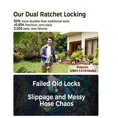 GLAHODEN Retractable Garden Hose Reel 5/8 in x 100 ft Upgraded UV Resistant Heavy Duty Automatic Hose Reel Wall Mount 3/4 in Brass Fitting 9 Pattern Nozzle Any Length Lock Slow Retraction 180° Swivel