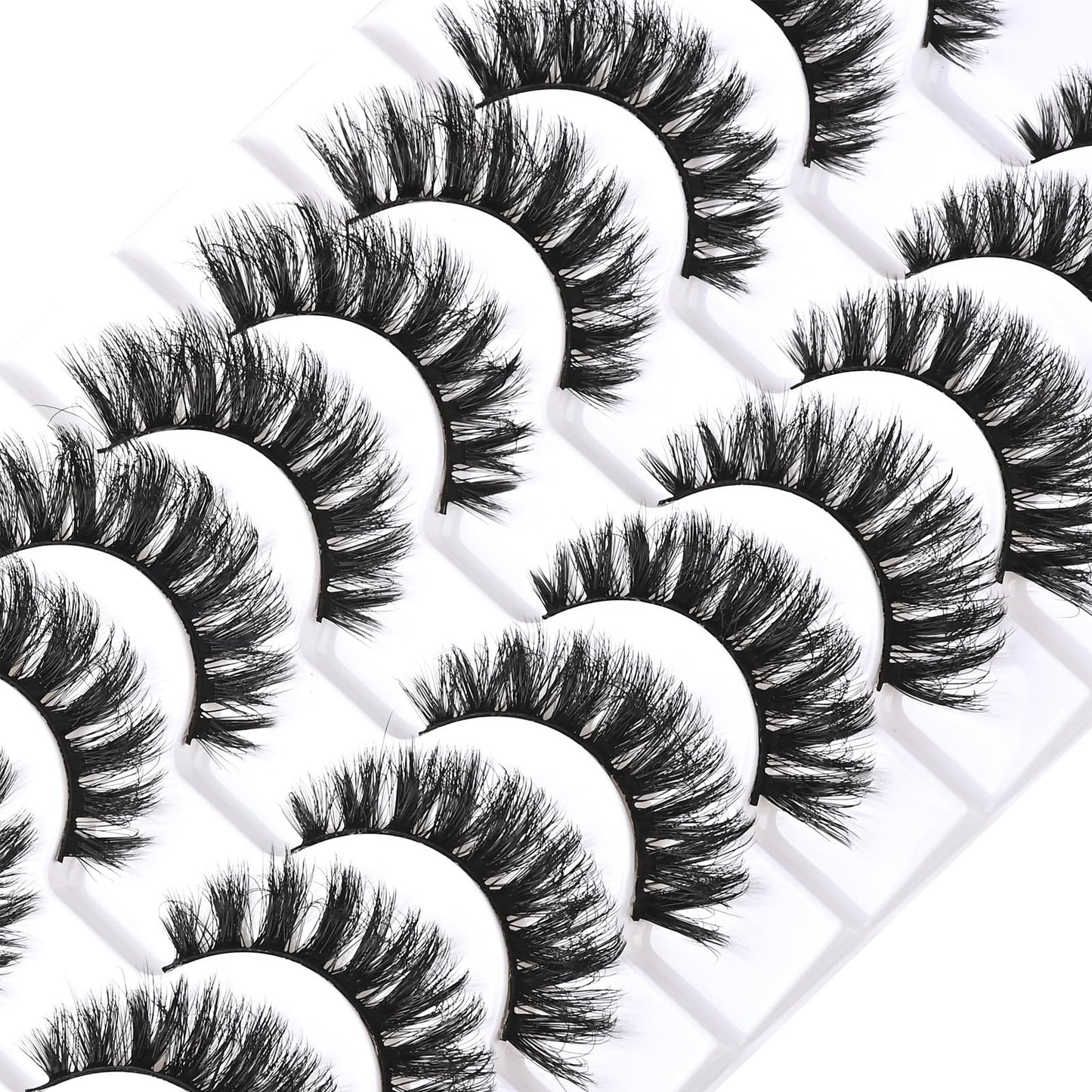 FARRED Mink Lashes Short Fluffy Eyelashes Wispy Natural Eyelash Pack Full Volume Lash Strips 10 Pairs Wispies Fake Strip Lashes Natural Look False Eye Lash Russian Looking for Everyday Makeup