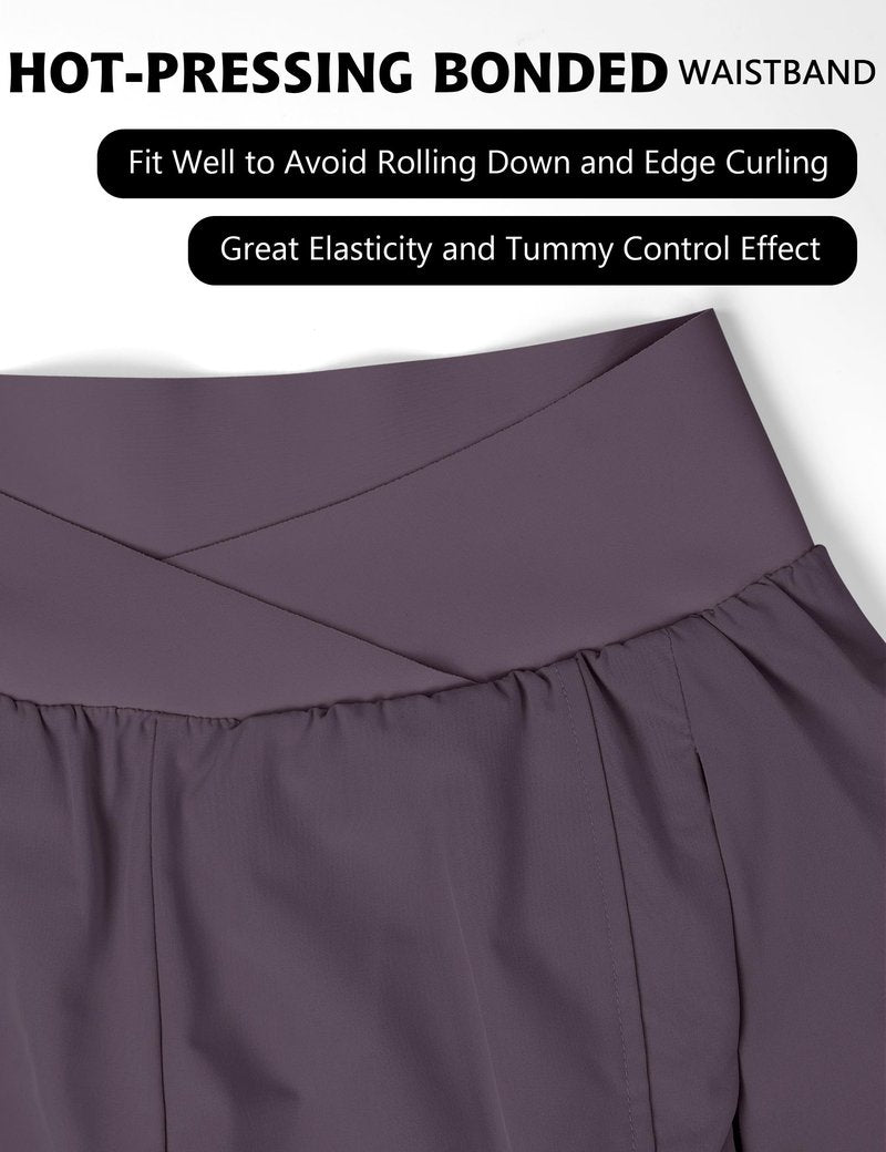 Blooming Jelly Women's Workout Shorts Athletic Running Cross V Cut Waist Work Out Preppy Shorts with Zipper Pockets (Coffee,XX-Large)