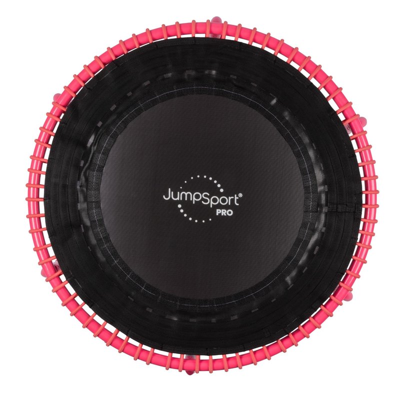 JumpSport 350 PRO Fitness Trampoline, Cardio Workout, No-Tip Arched Legs Home Gym Equipment with Adjustable Bungees & 60 Day Trial Video, 39", Pink